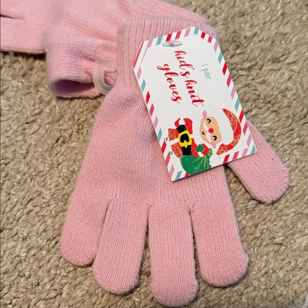Kids Pink Knit Gloves one size kids toddler